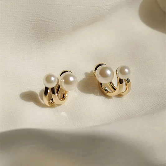 Luna Twist Korean Pearl Huggy Earrings