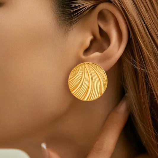 WaveLuxe Textured Round Stud Earrings
