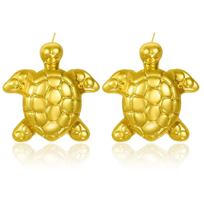 Golden Tortoise 18K Gold Plated Stud Earrings