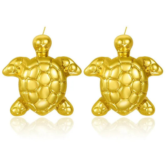 Golden Tortoise 18K Gold Plated Stud Earrings