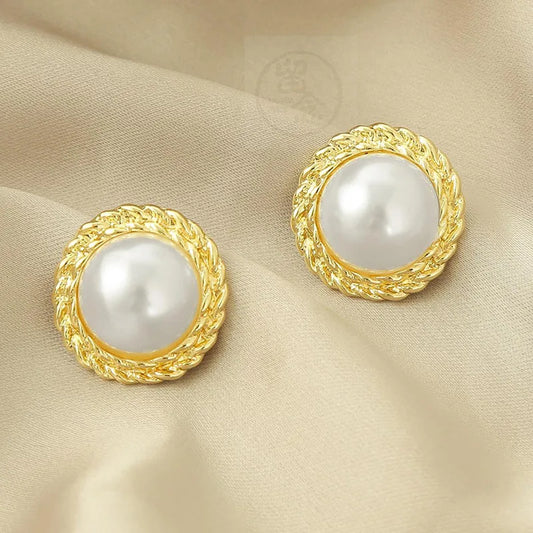 Aurora Gilded Korean Pearl Stud Earrings