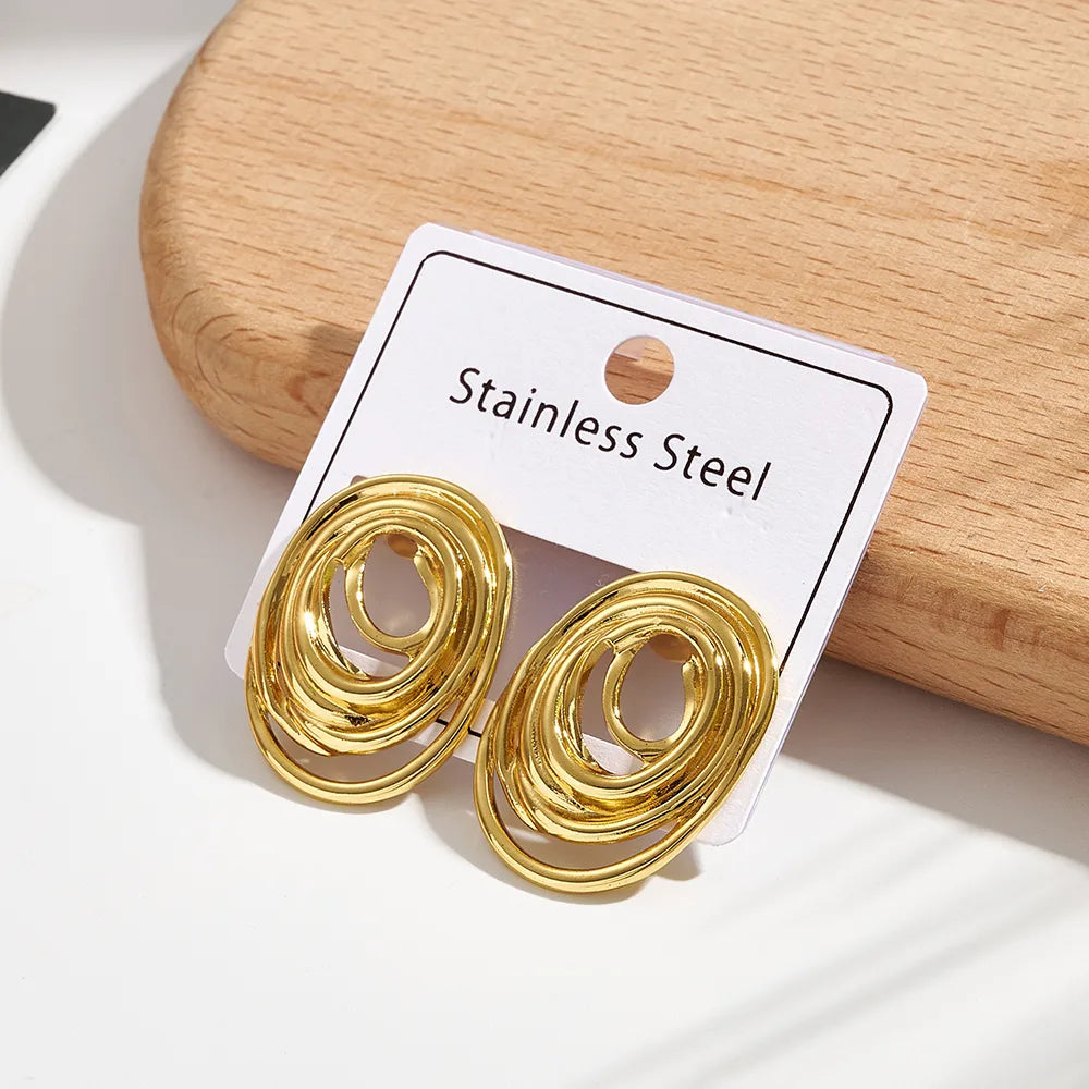 Layered Spiral Gold Stud Earrings