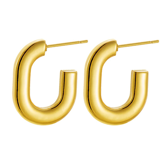 Bold Curve U-Shape Gold Hoop Earrings