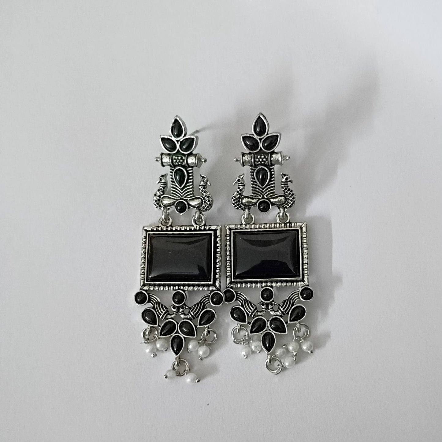 Midnight Peacock Dangle Earrings