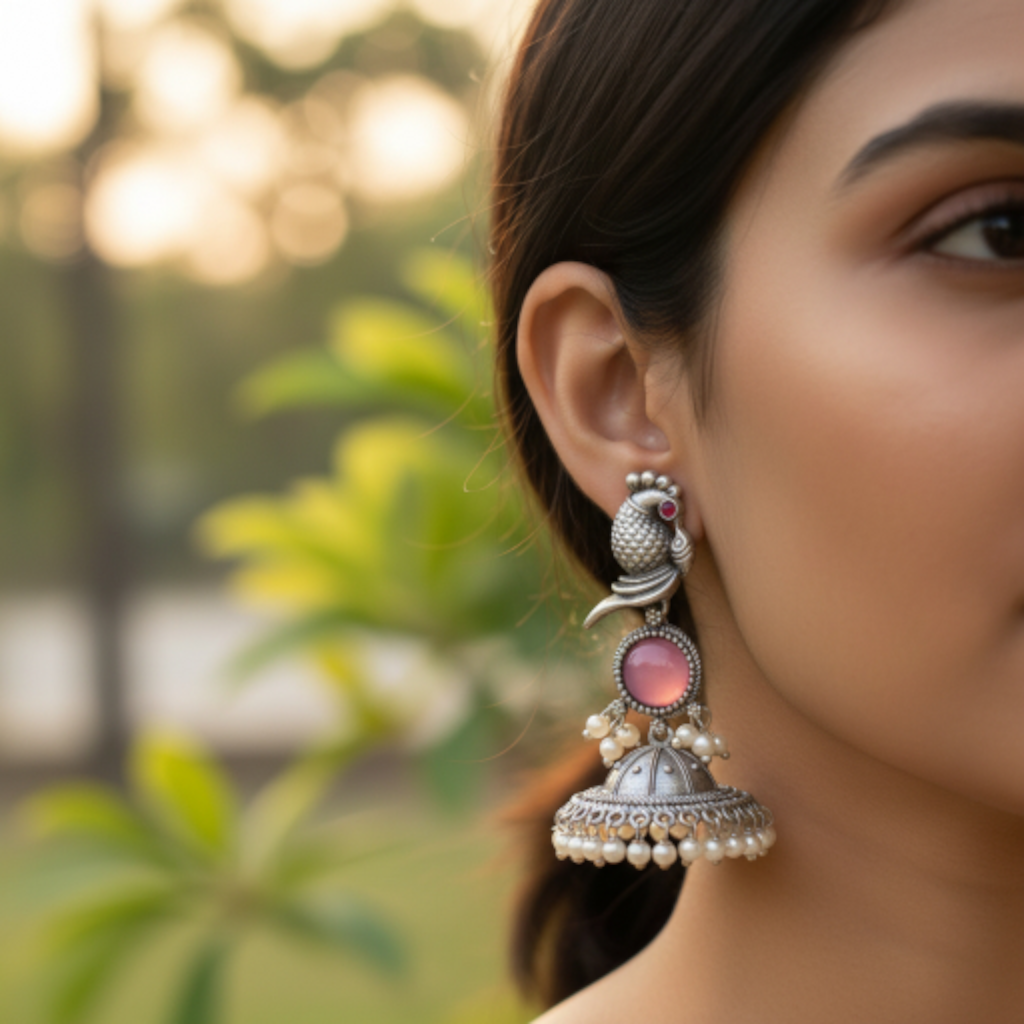 Rose Glow Parrot Jhumka
