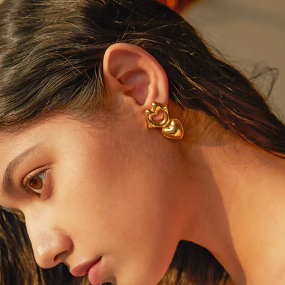 Golden Duo Heart Drop Studs