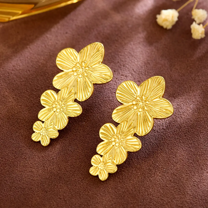 Golden Cascade Bloom Drops – 18K Gold Plated Stainless Steel