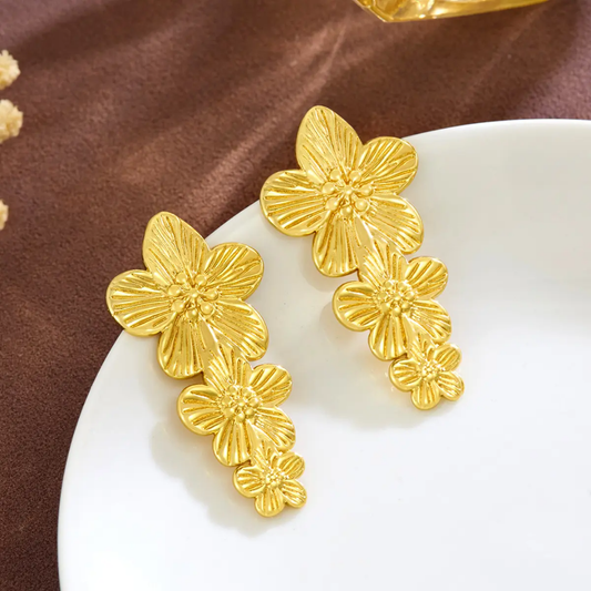 Golden Cascade Bloom Drops – 18K Gold Plated Stainless Steel